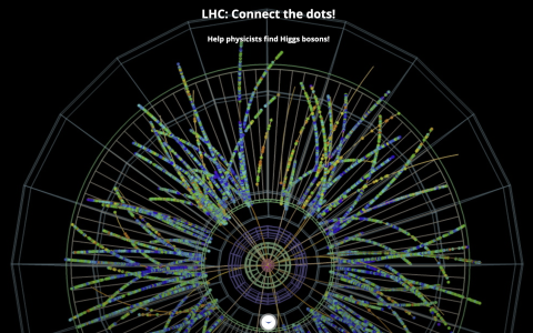 Event display of a collision at the LHC.