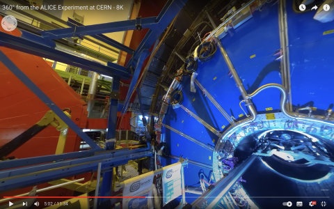 The ALICE detector as seen from the CERN VR clip.