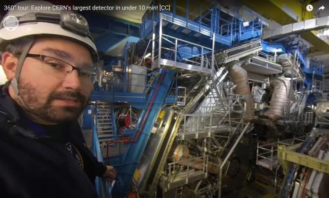 The ATLAS detector as seen from the CERN VR clip.