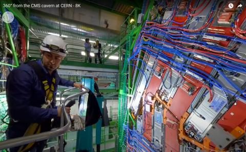 The CMS detector as seen through the CERN VR. 