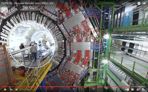 The CMS detector as seen through the CERN VR. 