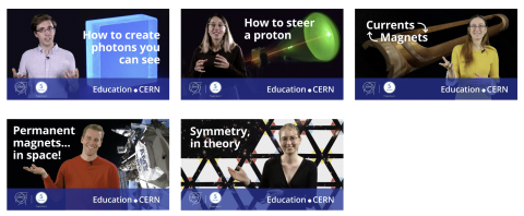 Thumbnails of the five videos available on the CERN-Solvay website. 