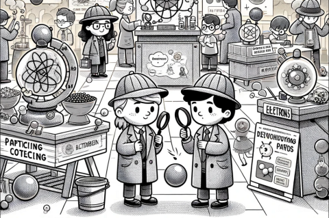 image showing 2 detectives with science symbols